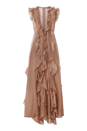 Sand Lace-Up Ruffle Maxi