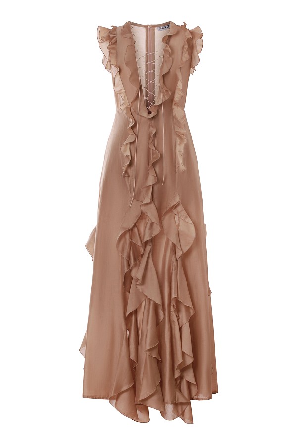 Sand Lace-Up Ruffle Maxi
