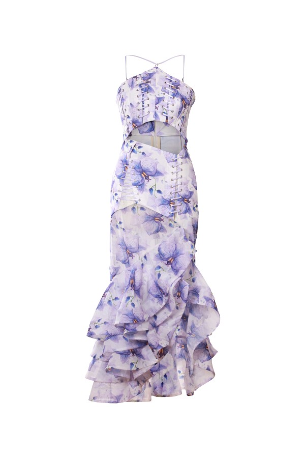 Macarena Cut-out Blue Orchid Maxi Dress
