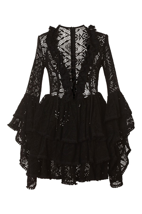 The Victoria Black Crochet Mini Dress