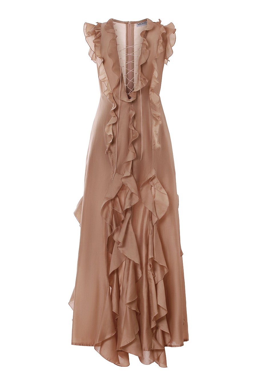 Sand Lace-Up Ruffle Maxi