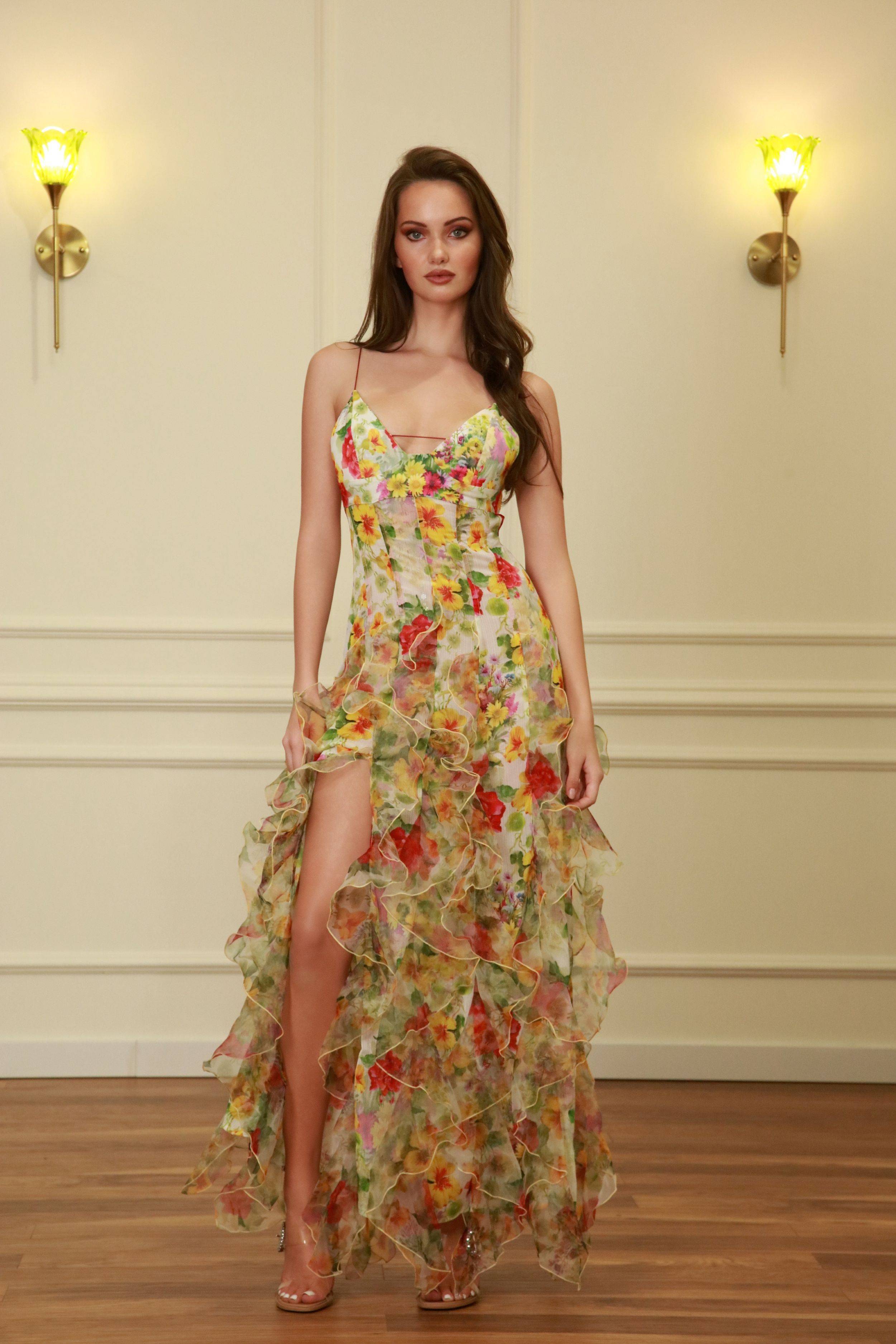Baroque Flower Maxi Dress